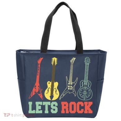 Lets Rock Rock N Roll Guitar Retro Tote Bag