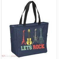 Lets Rock Rock N Roll Guitar Retro Tote Bag thumb 2