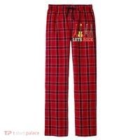 Lets Rock Rock N Roll Guitar Retro Men's Flannel Plaid Pajama Pants thumb 0