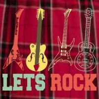 Lets Rock Rock N Roll Guitar Retro Men's Flannel Plaid Pajama Pants thumb 2