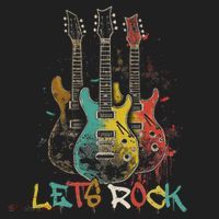 Lets Rock Rock N Roll Guitar Retro Graphic Women's Sweatshirt thumb 2