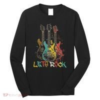 Lets Rock Rock N Roll Guitar Retro Graphic Long Sleeve Shirt thumb 0