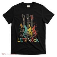 Lets Rock Rock N Roll Guitar Retro Graphic T-Shirt thumb 0