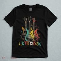 Lets Rock Rock N Roll Guitar Retro Graphic T-Shirt thumb 5
