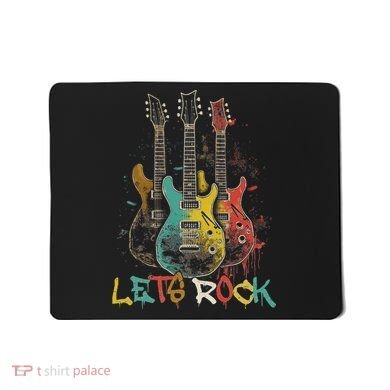 Lets Rock Rock N Roll Guitar Retro Graphic Mousepad