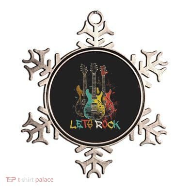 Lets Rock Rock N Roll Guitar Retro Graphic Ornament