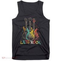 Lets Rock Rock N Roll Guitar Retro Graphic Tank Top thumb 0