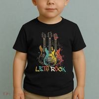 Lets Rock Rock N Roll Guitar Retro Graphic Toddler T-Shirt thumb 2