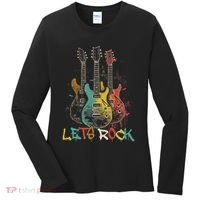 Lets Rock Rock N Roll Guitar Retro Graphic Women's Long Sleeve Shirt thumb 0