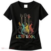 Lets Rock Rock N Roll Guitar Retro Graphic Women's T-Shirt thumb 0