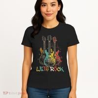 Lets Rock Rock N Roll Guitar Retro Graphic Women's T-Shirt thumb 4