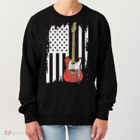 Lets Rock Rock N Roll Guitar Retro Usa Flag Music Women's Sweatshirt thumb 0