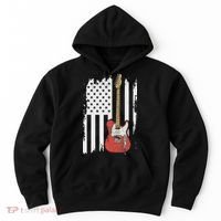 Lets Rock Rock N Roll Guitar Retro Usa Flag Music Hoodie thumb 0