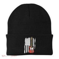 Lets Rock Rock N Roll Guitar Retro Usa Flag Music Beanie thumb 0