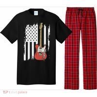 Lets Rock Rock N Roll Guitar Retro Usa Flag Music Pajama Set thumb 0