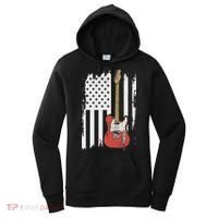 Lets Rock Rock N Roll Guitar Retro Usa Flag Music Women's Hoodie thumb 0