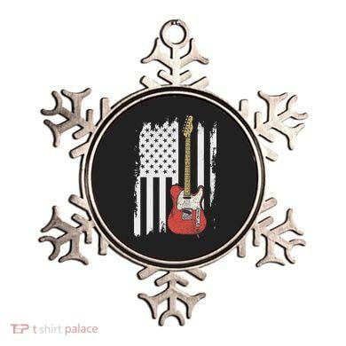 Lets Rock Rock N Roll Guitar Retro Usa Flag Music Ornament