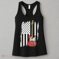Lets Rock Rock N Roll Guitar Retro Usa Flag Music Women's Tank Top thumb 3