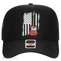 Lets Rock Rock N Roll Guitar Retro Usa Flag Music Hat thumb 0