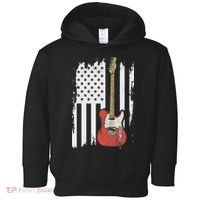 Lets Rock Rock N Roll Guitar Retro Usa Flag Music Toddler Hoodie thumb 0