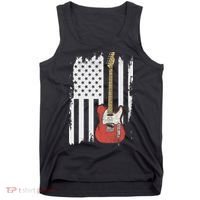 Lets Rock Rock N Roll Guitar Retro Usa Flag Music Tank Top thumb 0