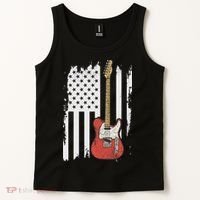 Lets Rock Rock N Roll Guitar Retro Usa Flag Music Tank Top thumb 2