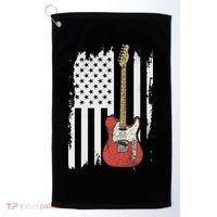 Lets Rock Rock N Roll Guitar Retro Usa Flag Music Golf Towel thumb 0