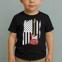 Lets Rock Rock N Roll Guitar Retro Usa Flag Music Toddler T-Shirt thumb 2
