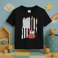 Lets Rock Rock N Roll Guitar Retro Usa Flag Music Toddler T-Shirt thumb 3