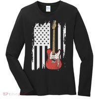 Lets Rock Rock N Roll Guitar Retro Usa Flag Music Women's Long Sleeve Shirt thumb 0