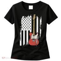 Lets Rock Rock N Roll Guitar Retro Usa Flag Music Women's T-Shirt thumb 0