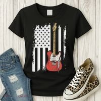 Lets Rock Rock N Roll Guitar Retro Usa Flag Music Women's T-Shirt thumb 3
