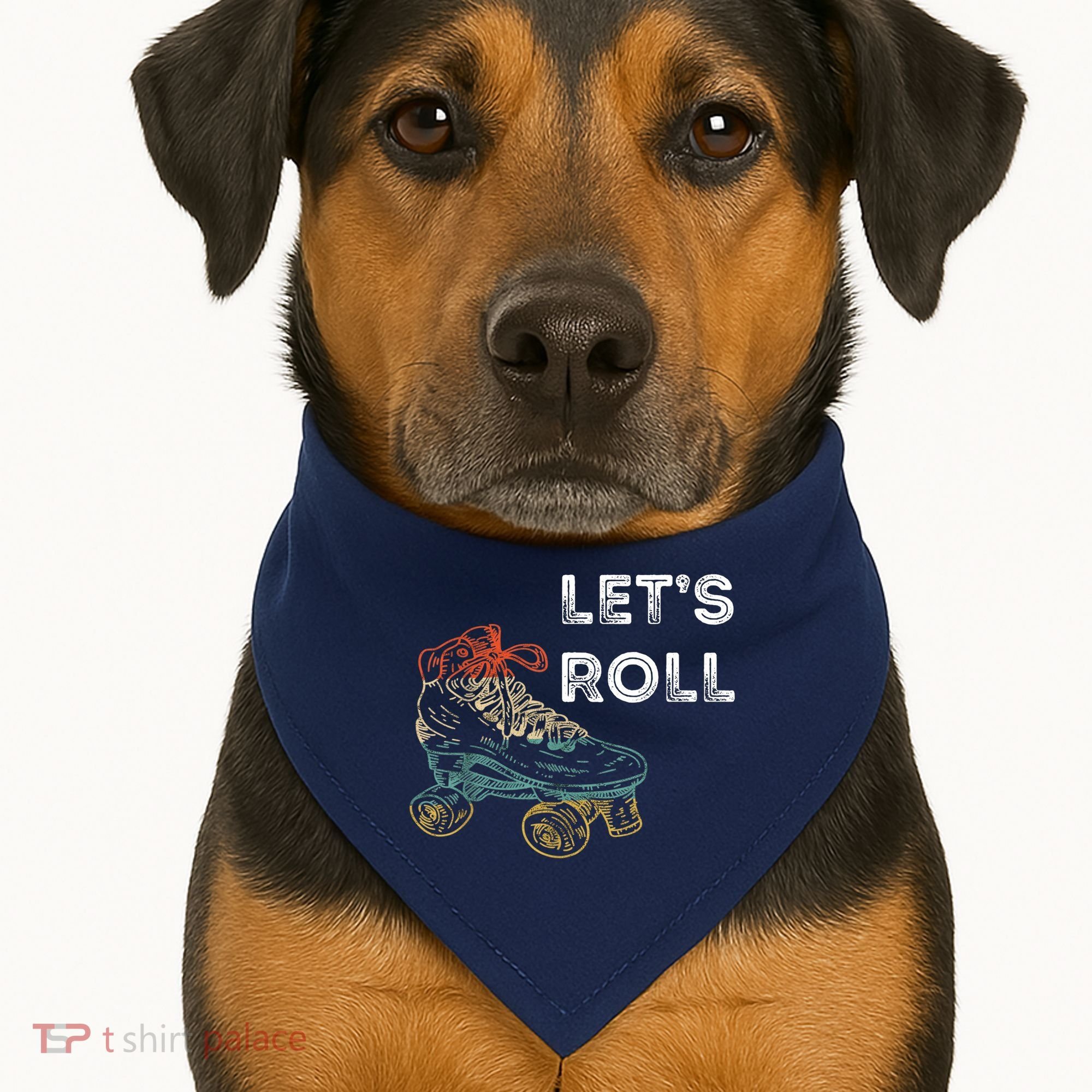 Let's Roll Roller Skating Roller Skater Skating Rink USA-Made Doggie Bandana