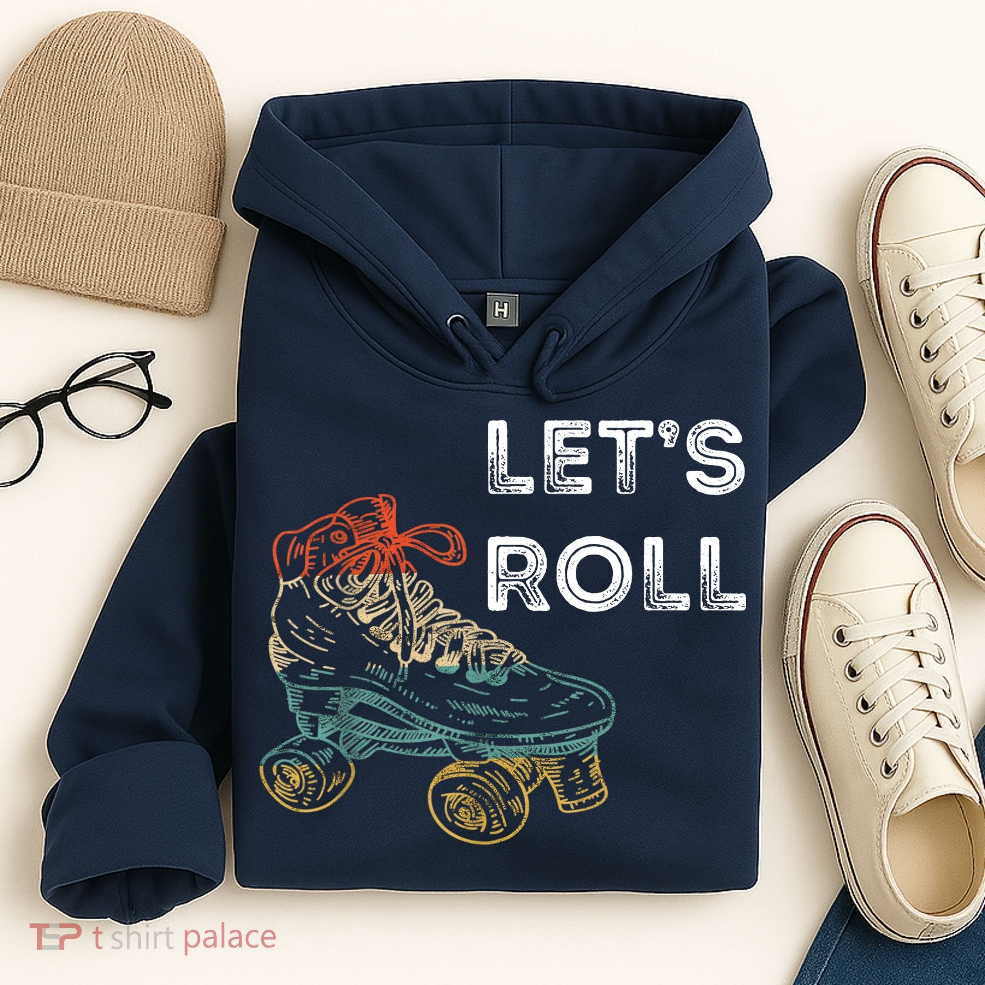 Let's Roll Roller Skating Roller Skater Skating Rink Hoodie