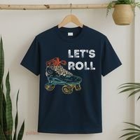 Let's Roll Roller Skating Roller Skater Skating Rink T-Shirt thumb 2