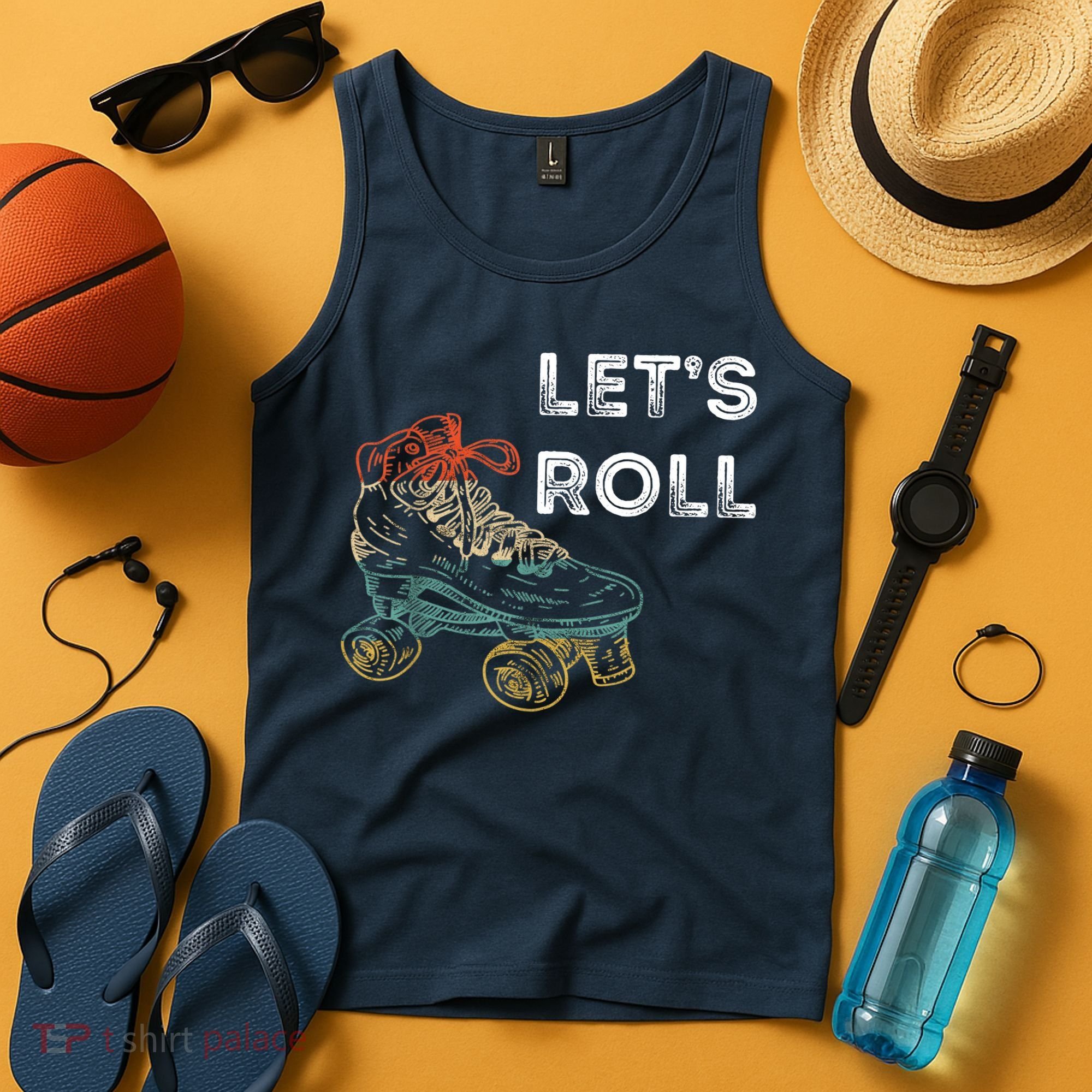 Let's Roll Roller Skating Roller Skater Skating Rink Tank Top