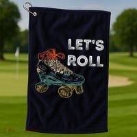 Let's Roll Roller Skating Roller Skater Skating Rink Golf Towel thumb 1