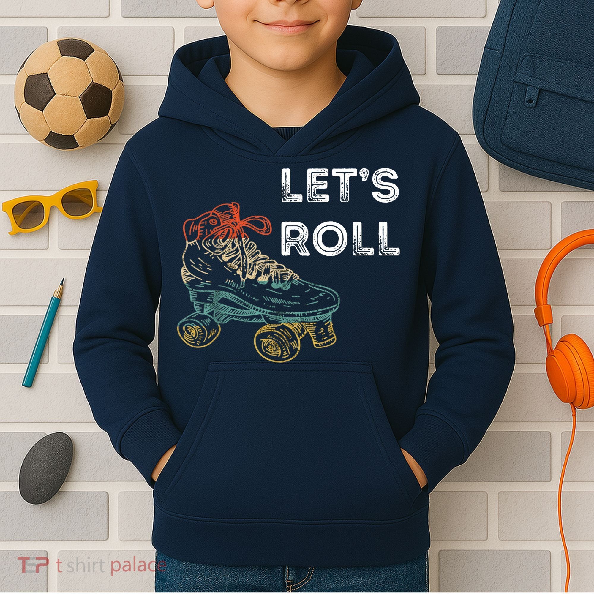 Let's Roll Roller Skating Roller Skater Skating Rink Kids Hoodie