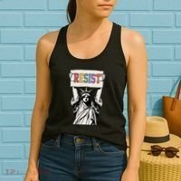 Liberal Resist Statue Of Liberty With Resist Feminist Women's Tank Top thumb 2