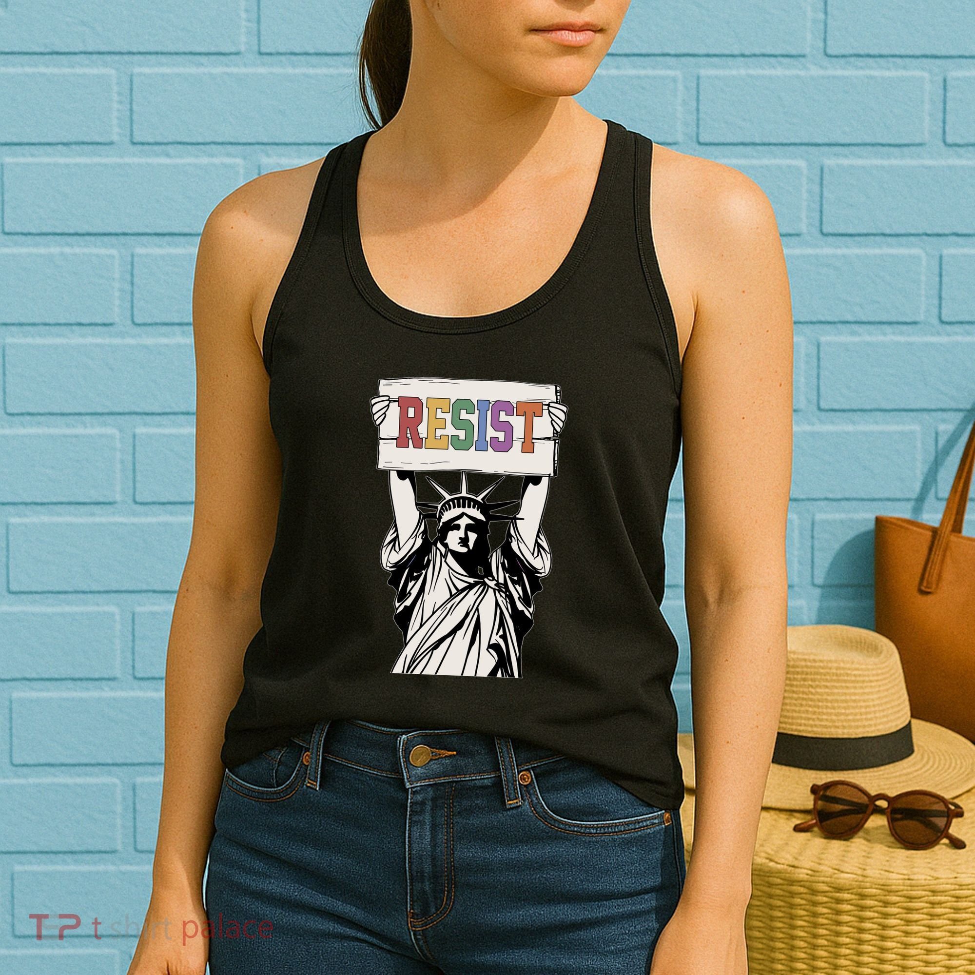 Liberal Resist Statue Of Liberty With Resist Feminist Women's Tank Top