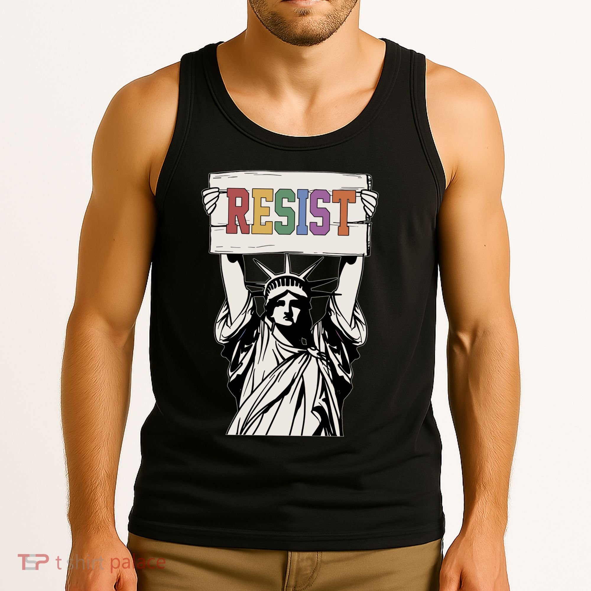 Liberal Resist Statue Of Liberty With Resist Feminist Tank Top