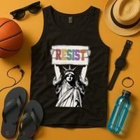 Liberal Resist Statue Of Liberty With Resist Feminist Tank Top thumb 4