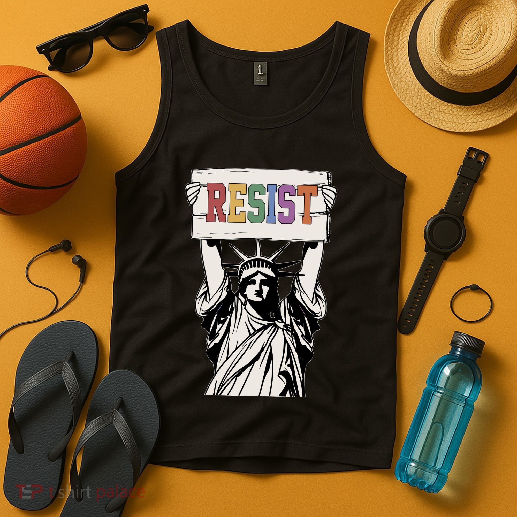 Liberal Resist Statue Of Liberty With Resist Feminist Tank Top