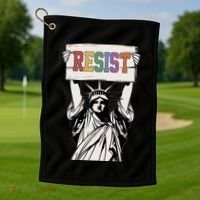 Liberal Resist Statue Of Liberty With Resist Feminist Golf Towel thumb 1