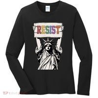 Liberal Resist Statue Of Liberty With Resist Feminist Women's Long Sleeve Shirt thumb 0