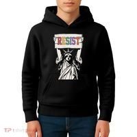 Liberal Resist Statue Of Liberty With Resist Feminist Kids Hoodie thumb 4