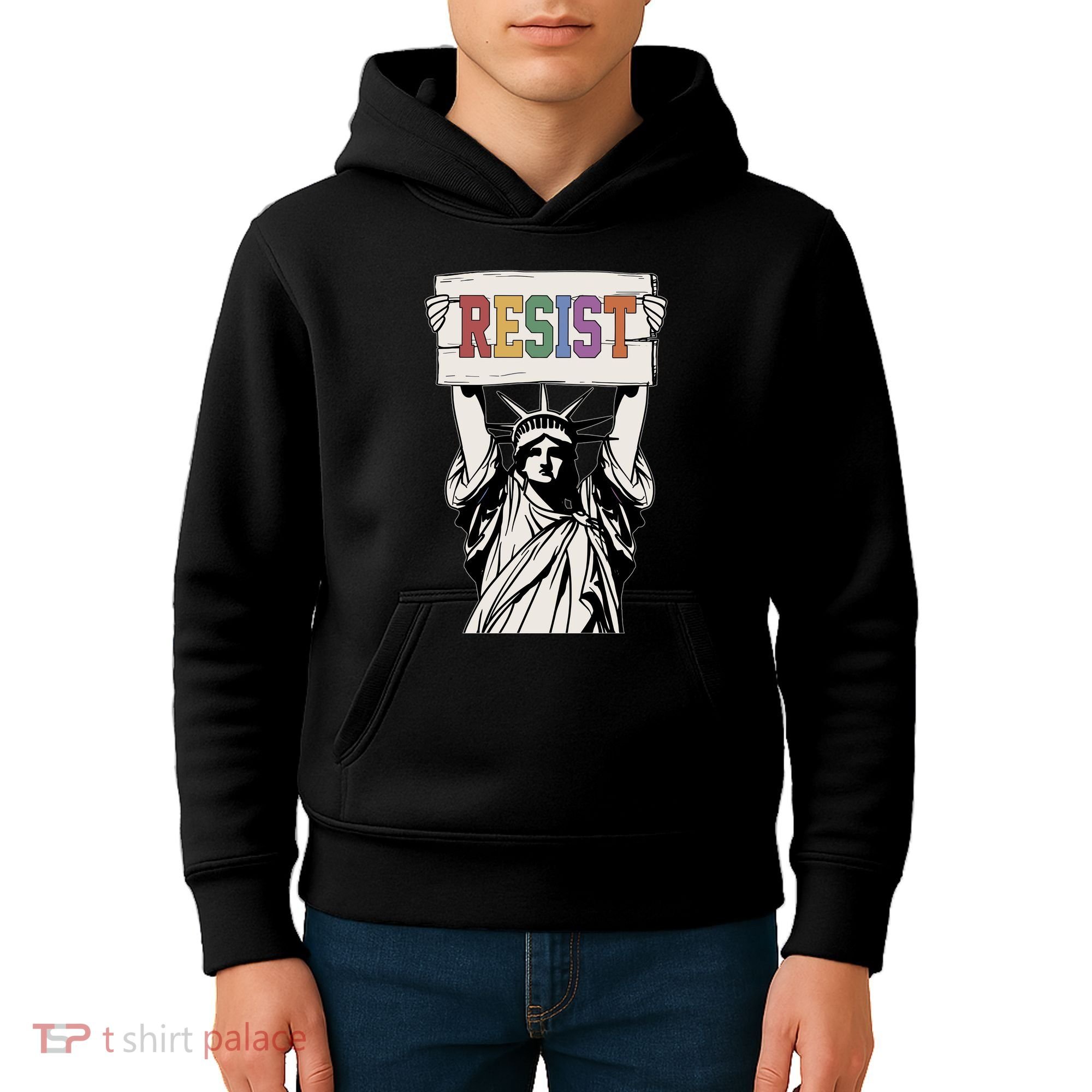 Liberal Resist Statue Of Liberty With Resist Feminist Kids Hoodie