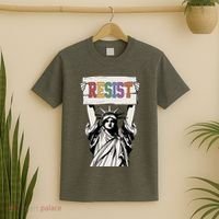 Liberal Resist Statue Of Liberty With Resist Feminist T-Shirt thumb 2