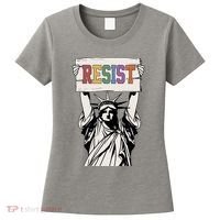 Liberal Resist Statue Of Liberty With Resist Feminist Women's T-Shirt thumb 0