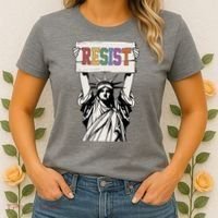 Liberal Resist Statue Of Liberty With Resist Feminist Women's T-Shirt thumb 2